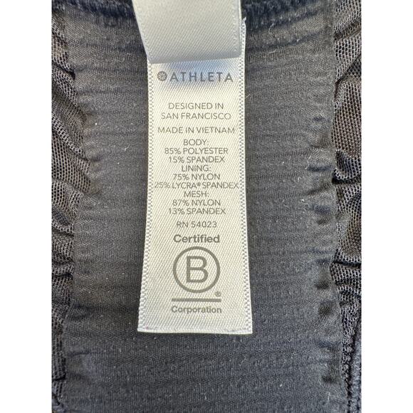 Athleta‎ Bakasana Racerback Tank Top Black Size M Ruched Mesh Back Yoga Gym - Picture 5 of 6